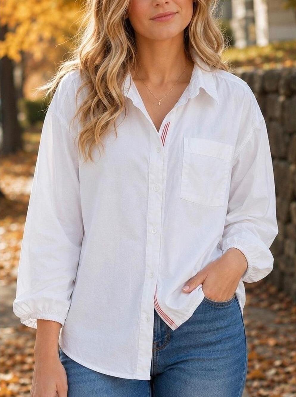 Sundry Cotton Button Up Top Size Small White Minimal Beach Coastal Nautical